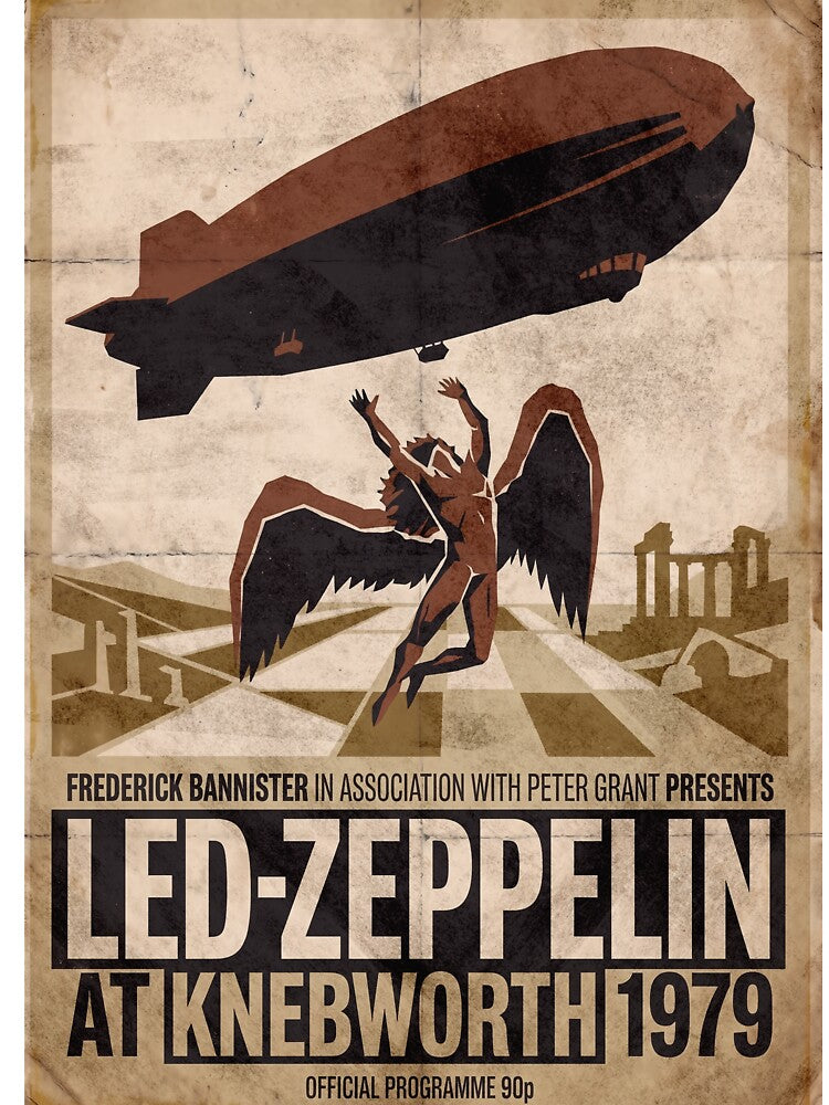 Vintage Classic Rock Poster: Icarus & Retro Airship Art by vaerk