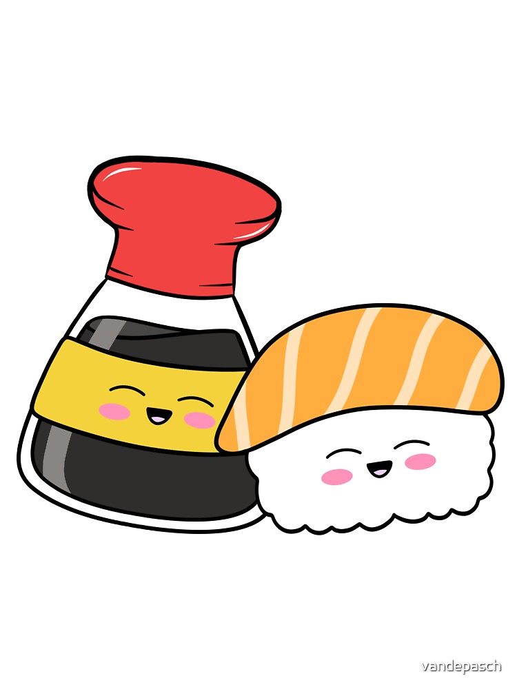 cute sushi and soy happy couple by vandepasch
