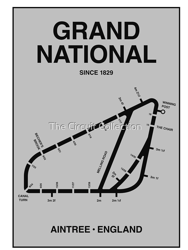 Minimalist Grand National Horse Racing Line Print by The Circuit Collection