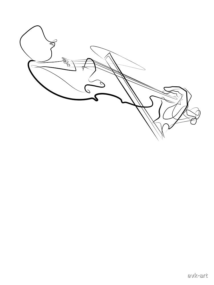 One Line Art of violinist by evk-art