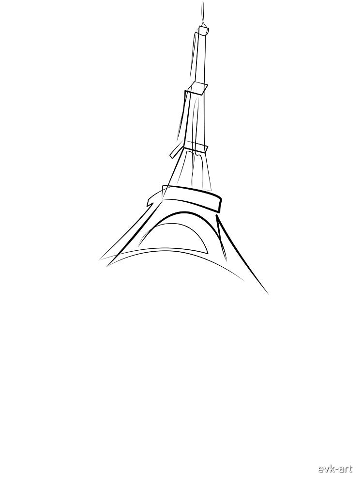 Minimalist art Eiffel Tower one line drawing by evk-art