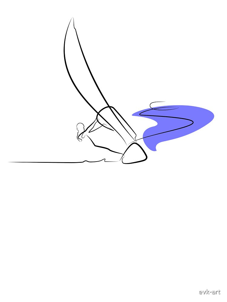 Windsurfing one line art by evk-art