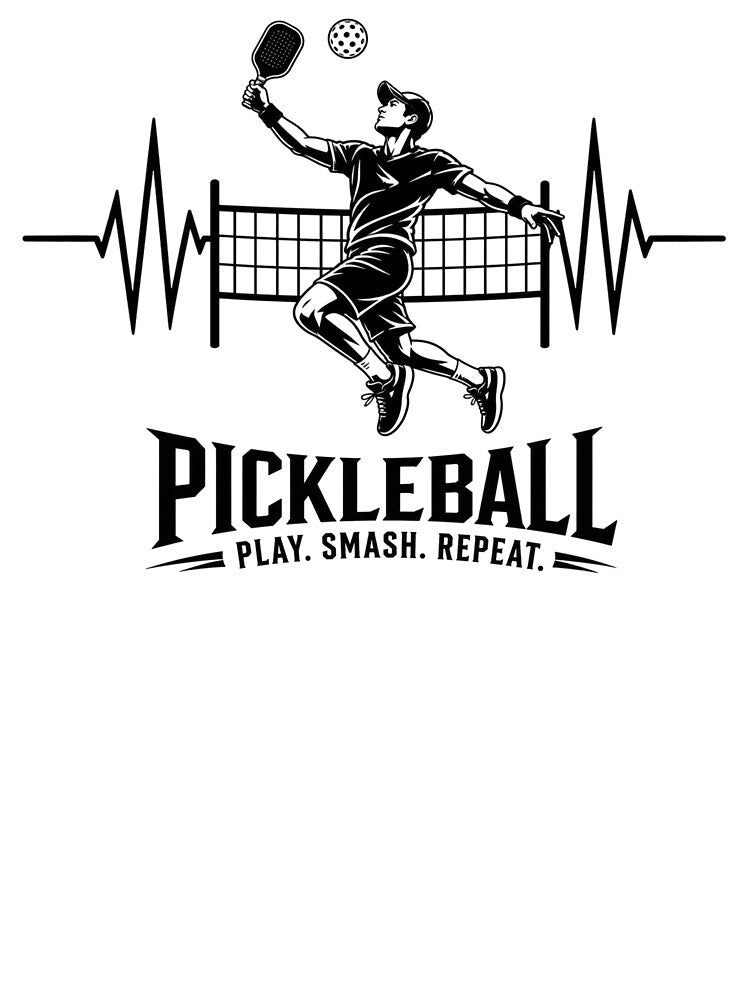 Pickleball Play Smash Repeat Sticker | Mens Pickleball Heartbeat Design | Funny Pickleball Player Gift by StyxIND