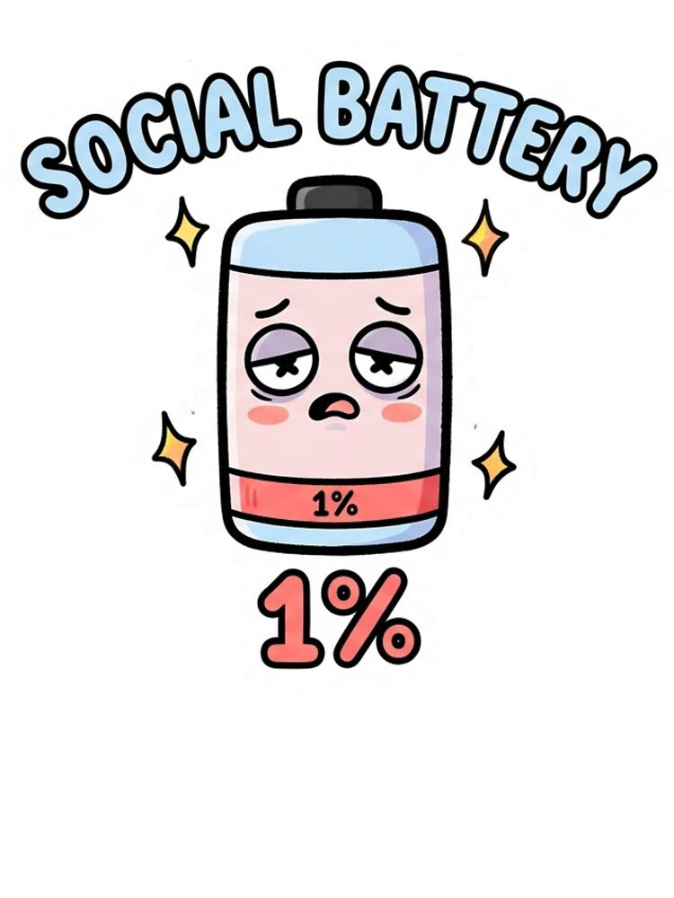 Funny Social Battery 1 Percent Tired Introvert Meme by ItsArtisticLab
