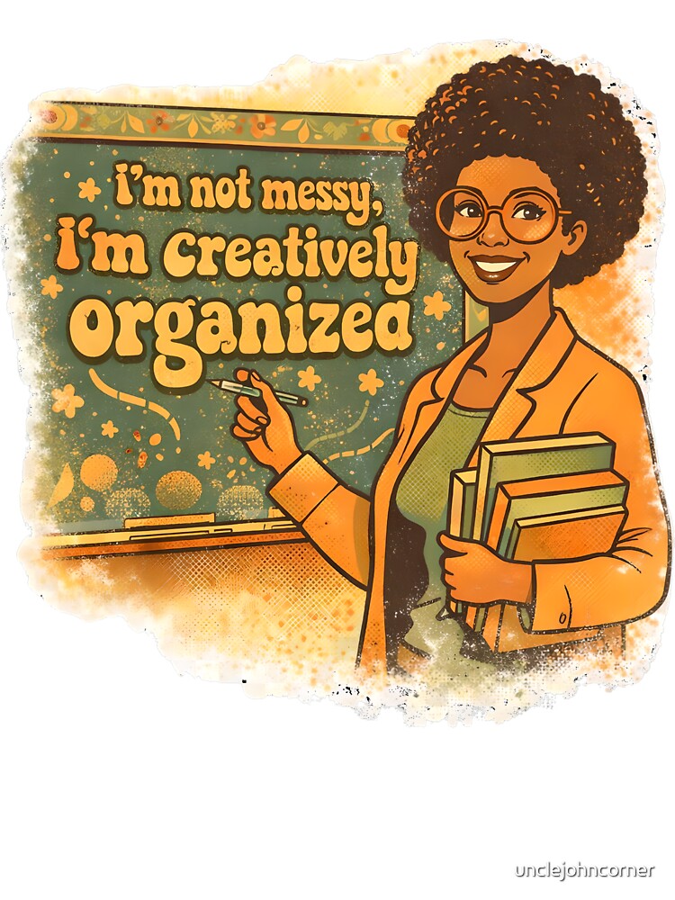 I’m Not Messy, I’m Creatively Organized – Funny Teacher Illustration by unclejohncorner