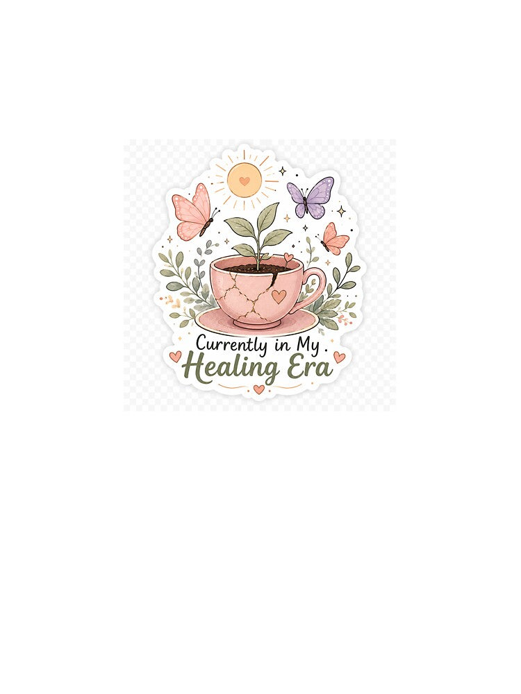 Currently in My Healing Era | Botanical Teacup Plant Sticker by FAZ-DESIGNS