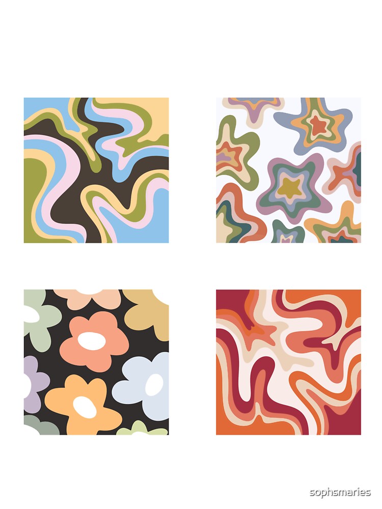 Groovy square sticker pack by sophsmaries
