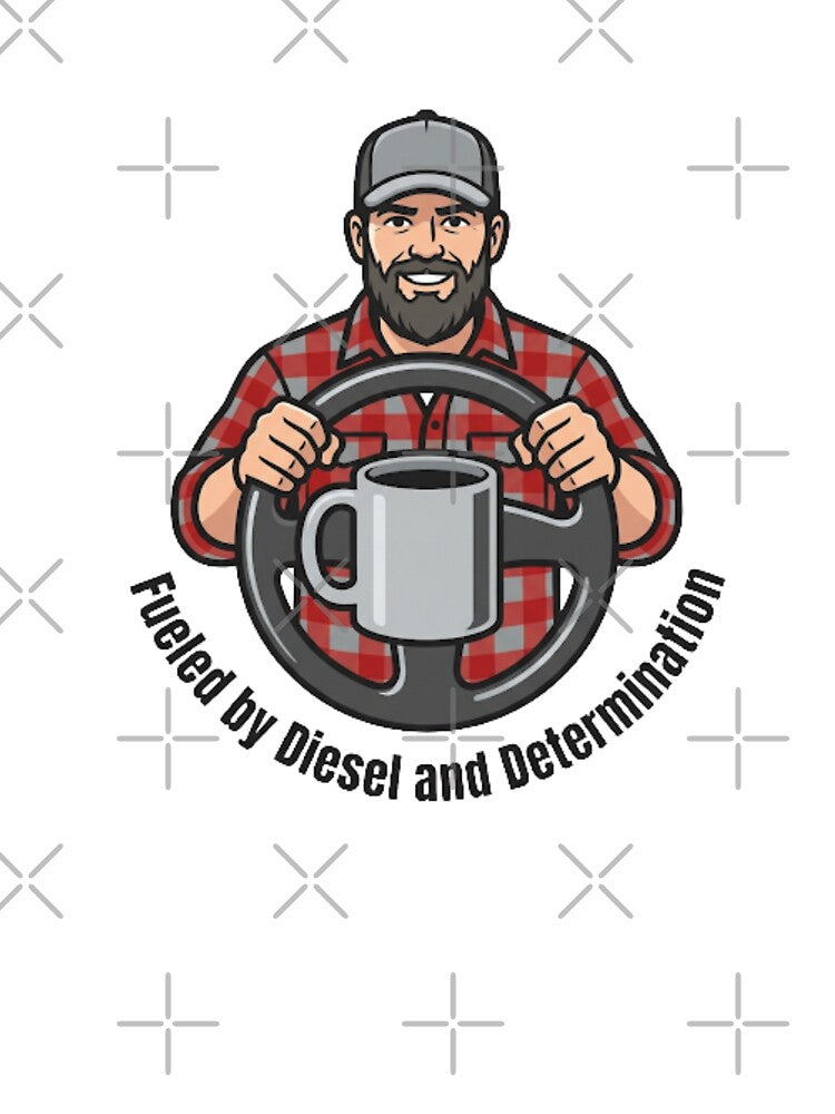 Funny Trucker Diesel Coffee Steering Wheel by NeonNerd Studio