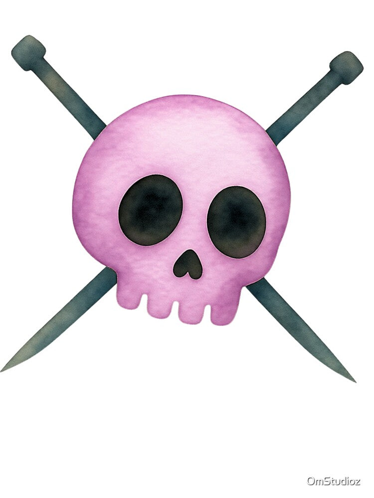 Skull design with knitting needle "crossbones" by OmStudioz
