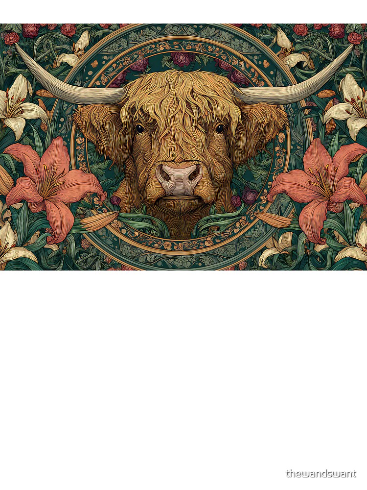 Floral Highland Cow by thewandswant