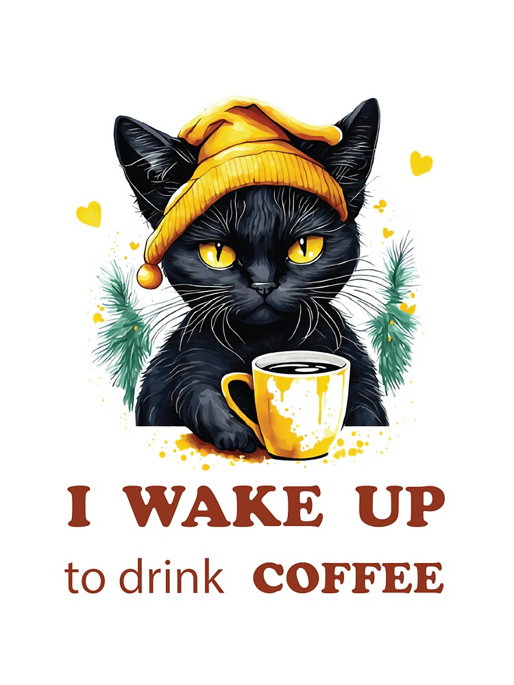 I wake up to drink coffee (cat) ver.2 by vallass