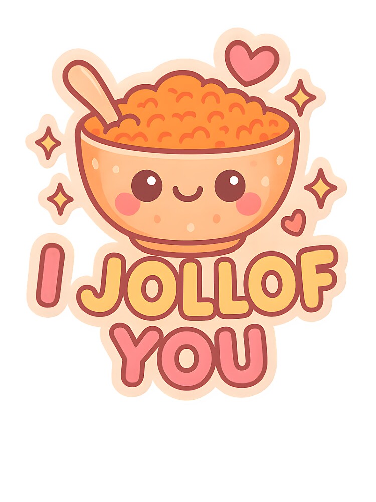 Kawaii Jollof Rice Bowl Pun – “I Jollof You” Cute Food Art by OsasChild