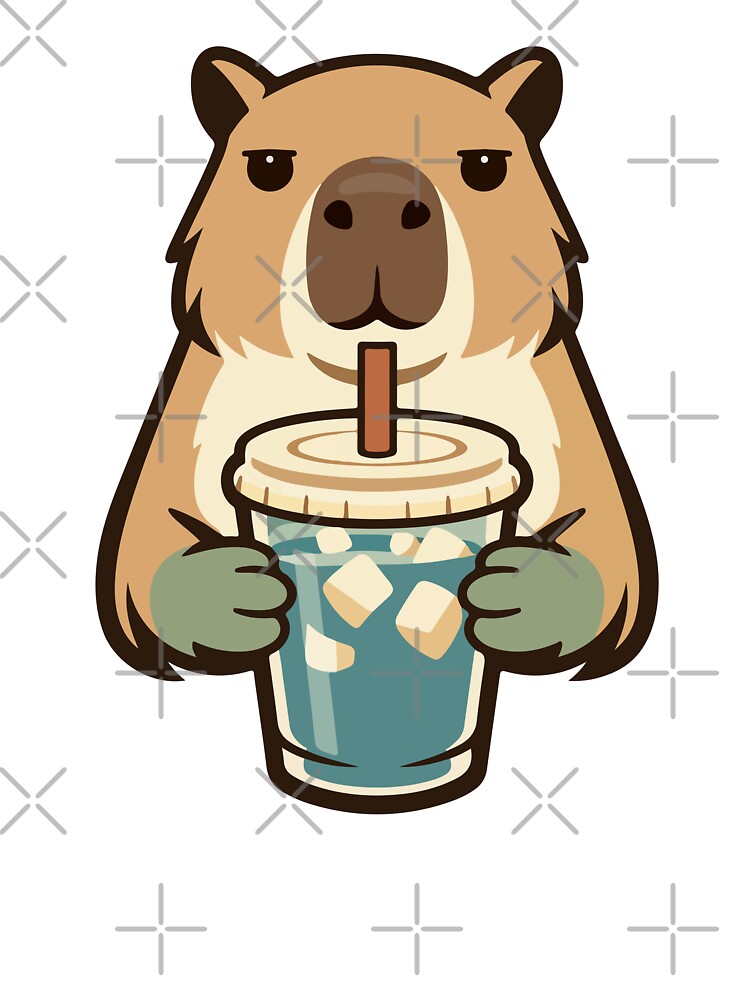Capybara Cartoon with Iced Drink by stylishdzign