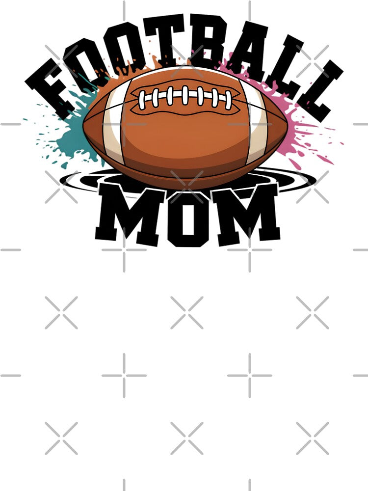 Football Mom – Bold Football Graphic with Teal + Pink Splash Design by Frollein S Berlin
