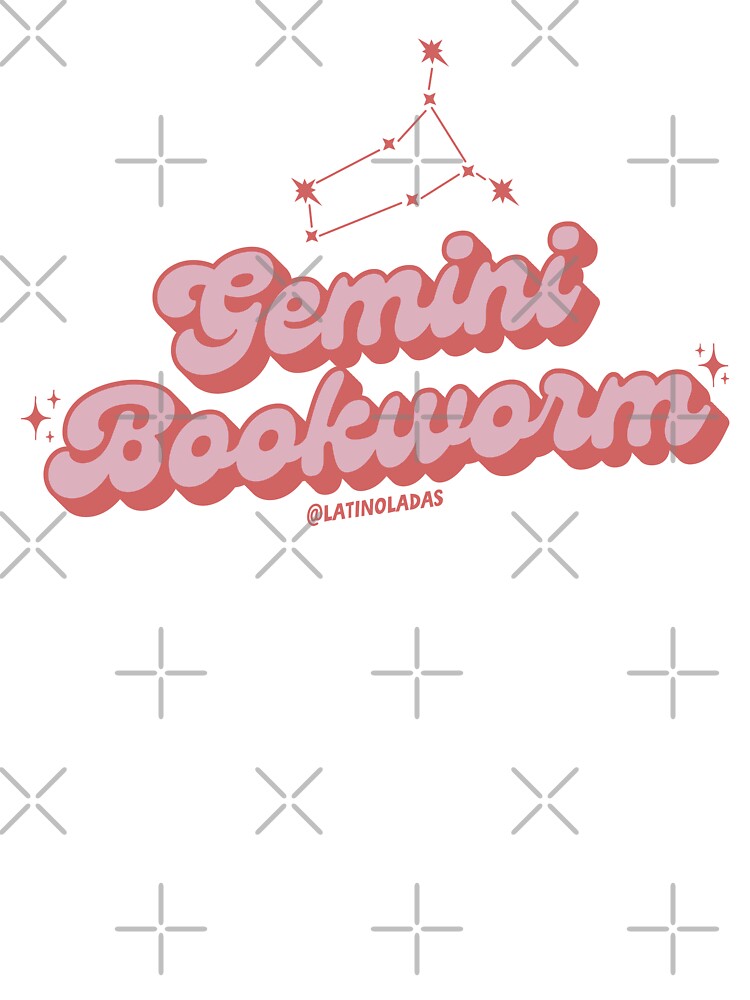 Gemini Bookworm Bookish Zodiac Sign Astrology Horoscope Tarot Stars Constellation Pink Red by Latinoladas