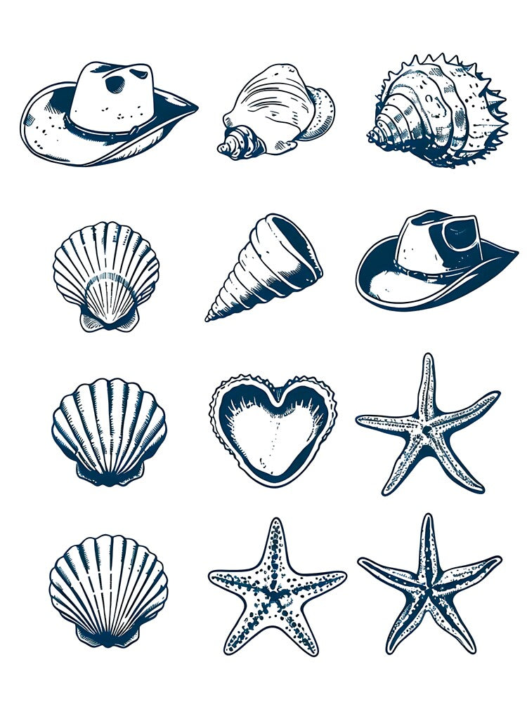 Coastal Cowgirl – Shell and Cowgirl Hat Minimalist Design by PeachyPeachPrnt