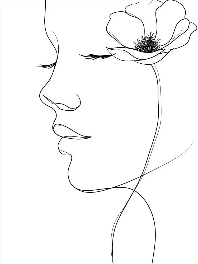Poppy Profile — Minimalist Woman Line Art by Helenaphotoart