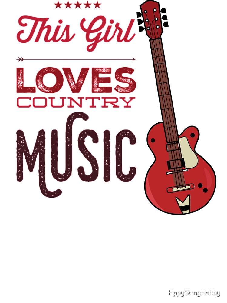 This Girl Loves Country Music with Electric Bass Guitar Red Image by HppyStrngHelthy
