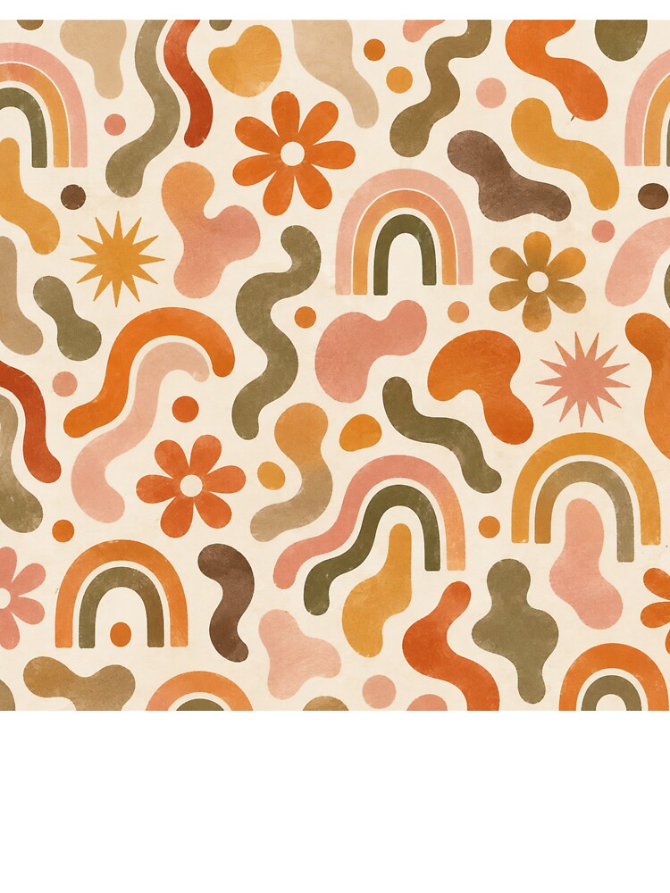 70s Retro Groovy Pattern Flowers Arches Boho Vintage by QCena