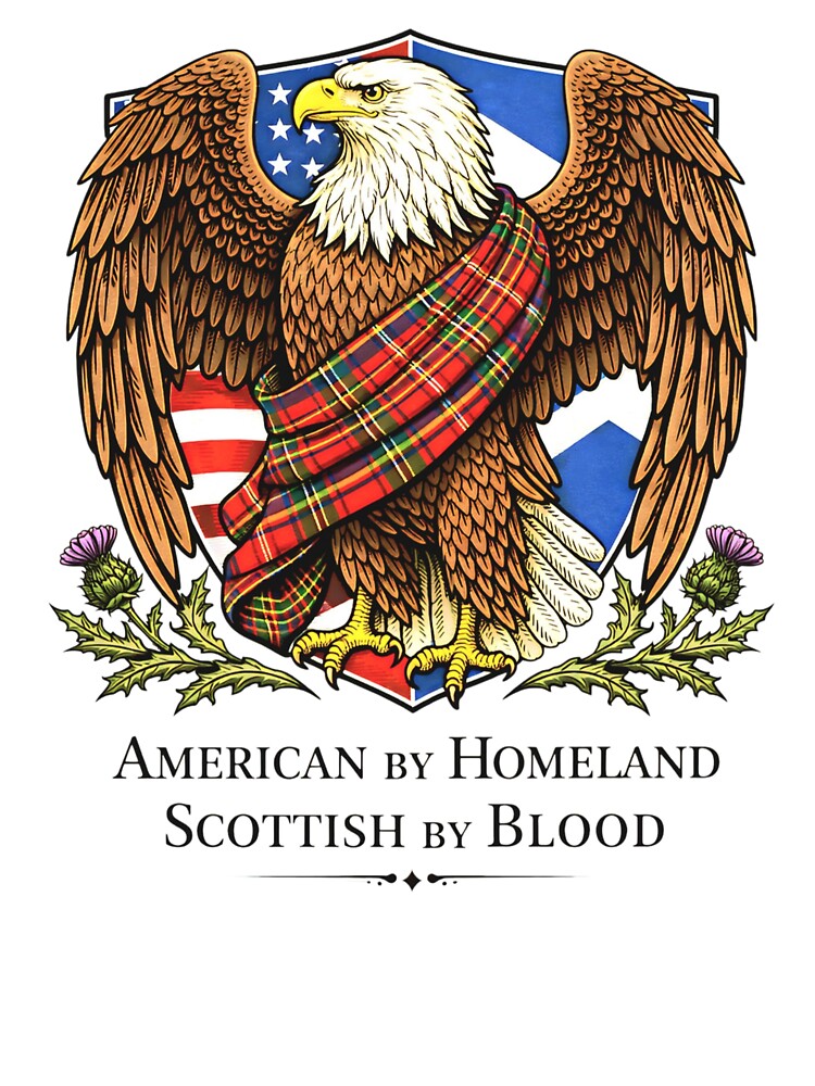 Scottish American Eagle Tartan Flag Heritage Pride Sticker by ArcanePrintsxo
