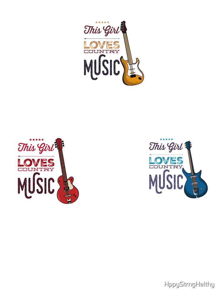 This Girl Loves Country Music with Electric Bass Guitar Brown Red Blue Pattern Image by HppyStrngHelthy
