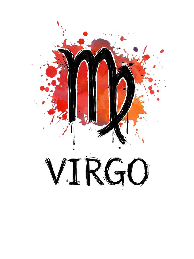 Virgo Zodiac Sign Watercolor Grunge Red Orange Art by Vibe-Vary
