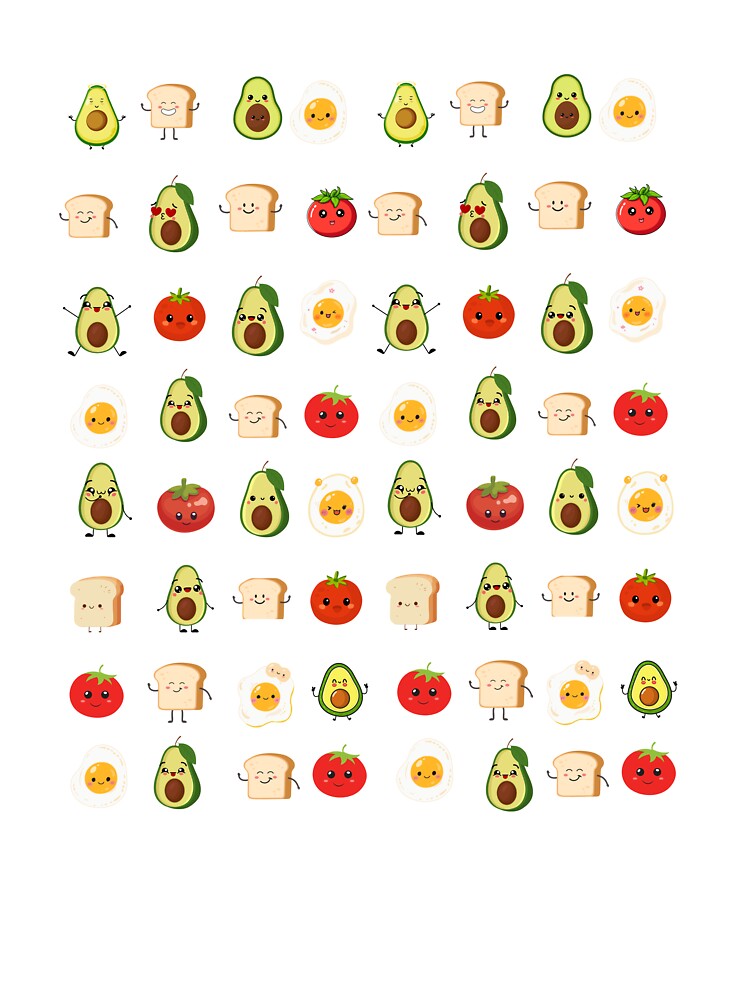 Cute Kawaii Food Pattern – Avocado Egg Tomato Bread by RanoStore