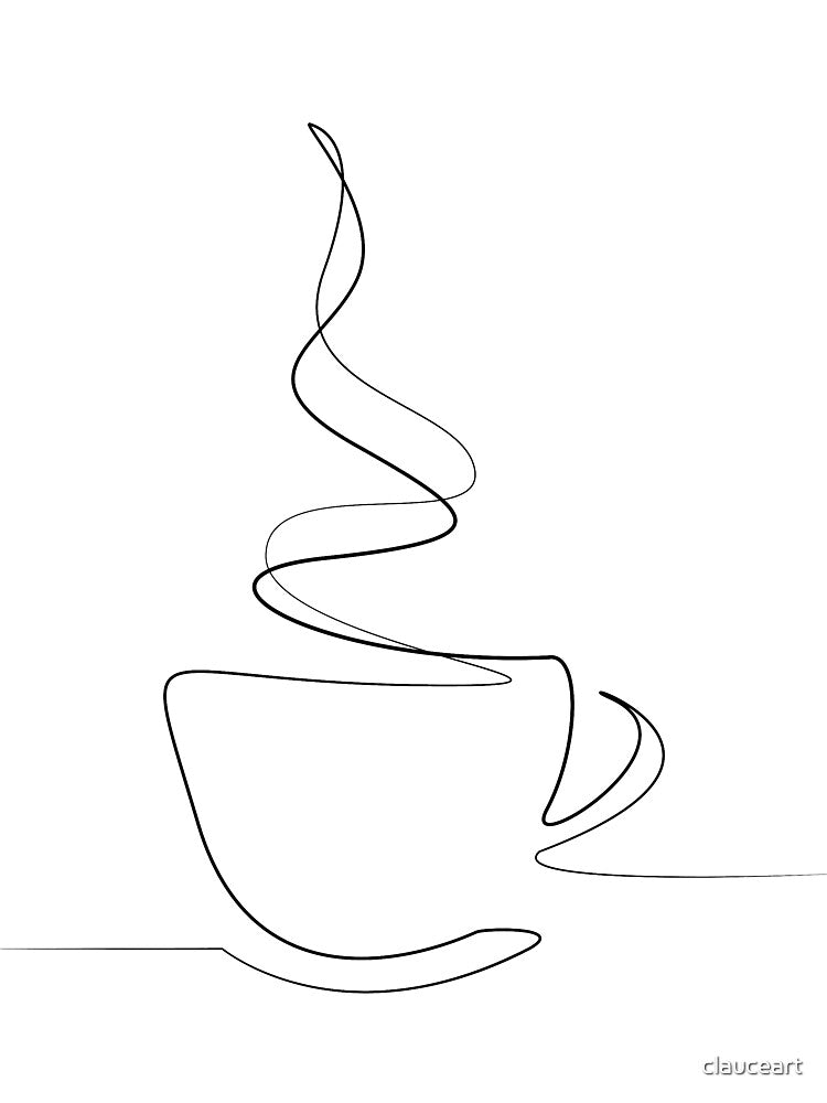 Coffee Line Drawing, Cup of a Coffee Illustration, One Line Art Coffee by clauceart