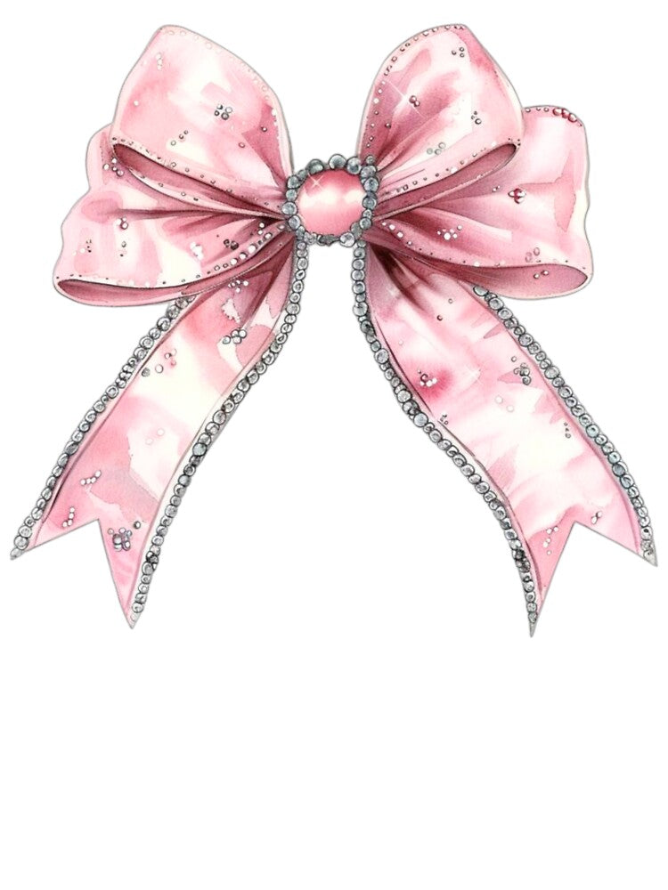 Pink Coquette Bow With Rhinestones Girly Silk Bow Design by AshandAnna