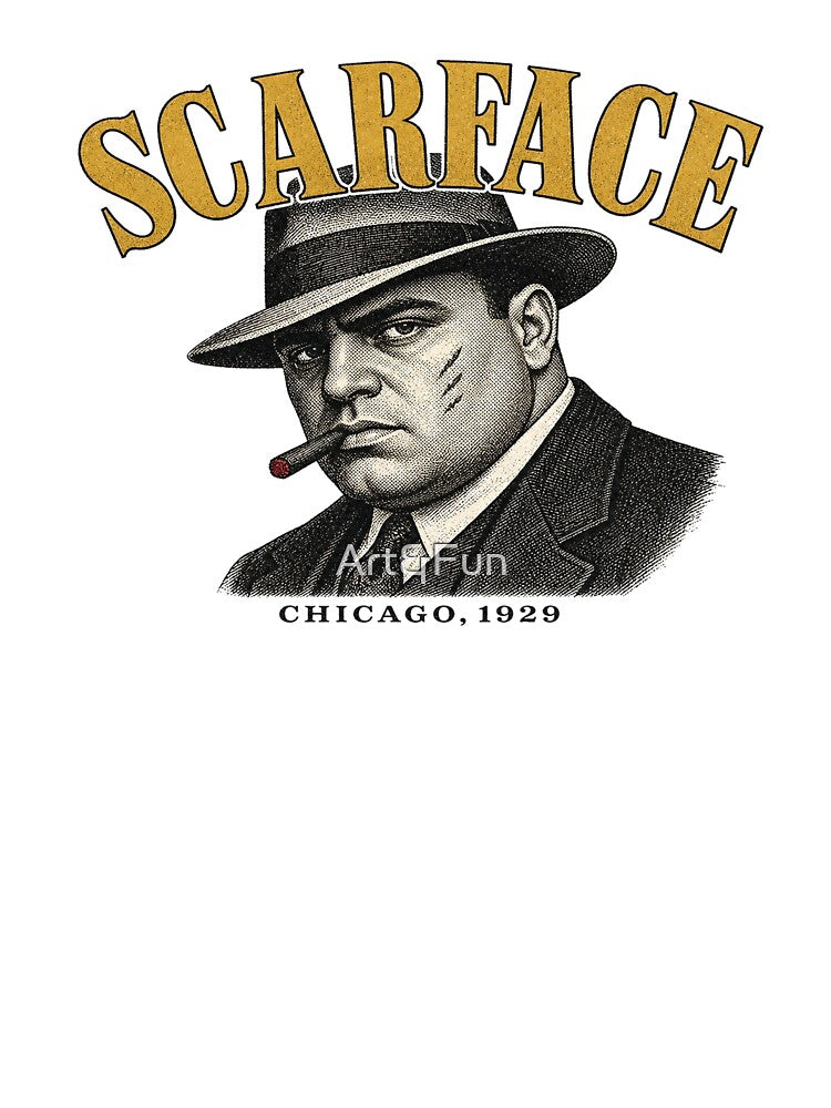 Scarface Vintage Halftone Gangster Portrait 1920s by Art&Fun
