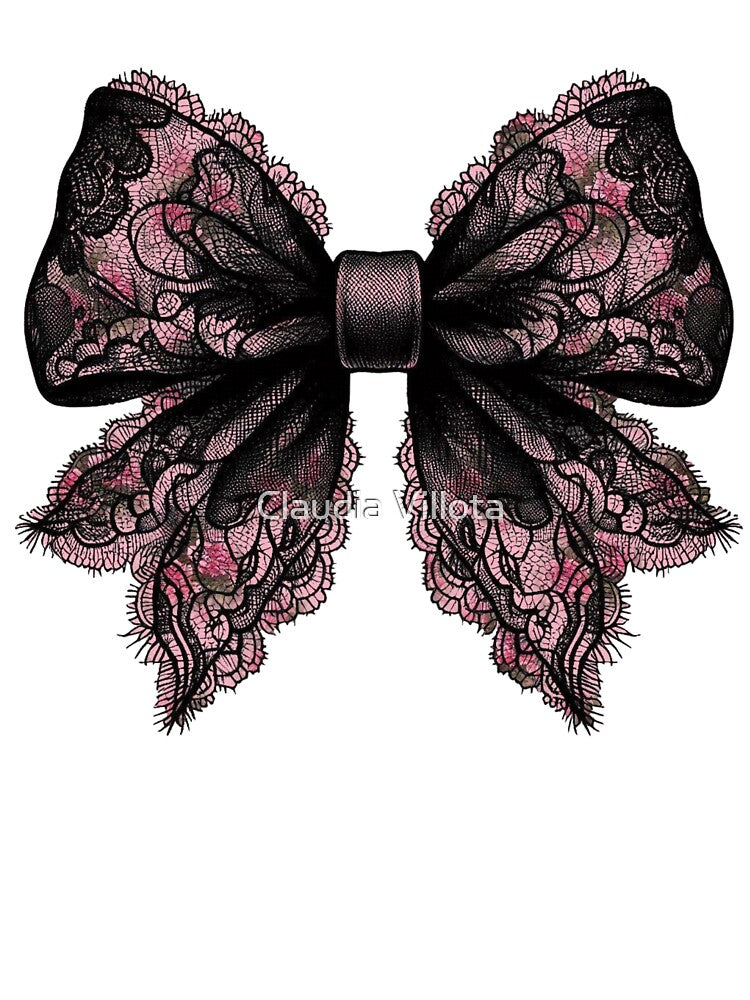 Coquette Black and Pink Lace Bow by Claudia Villota