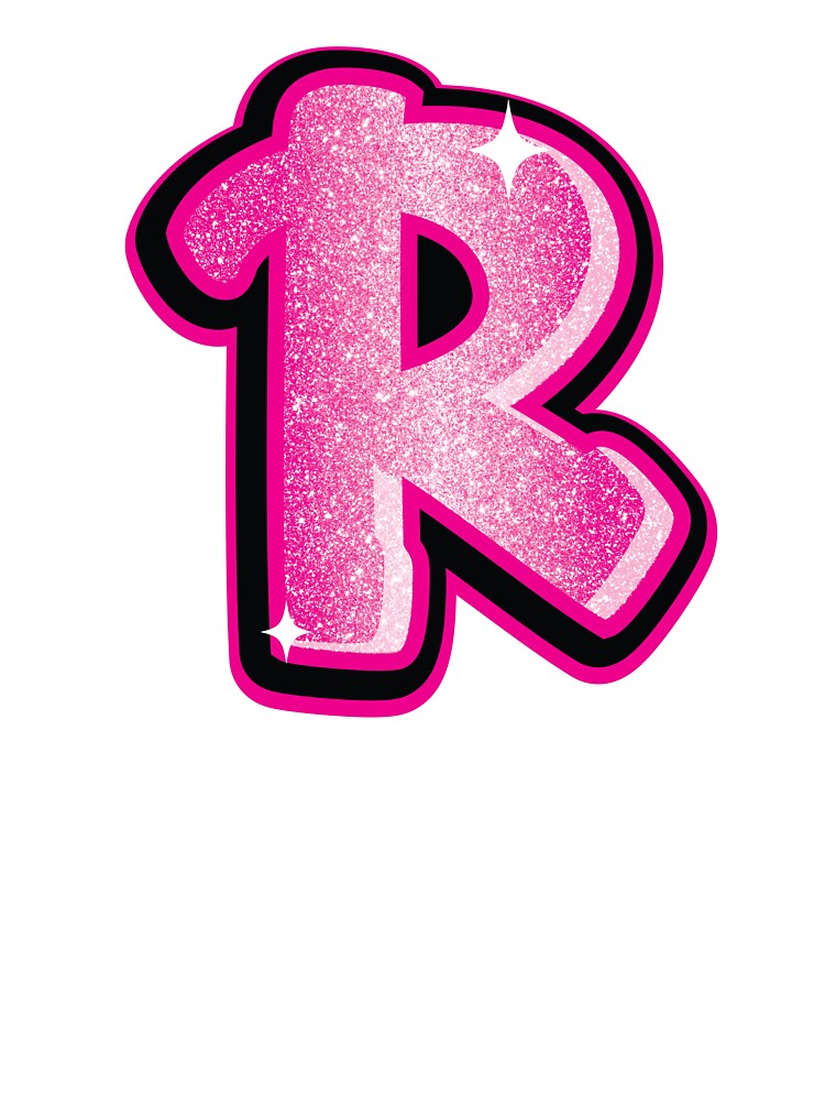 Glitter Pink R Initial Sticker by LazyCreativeCo