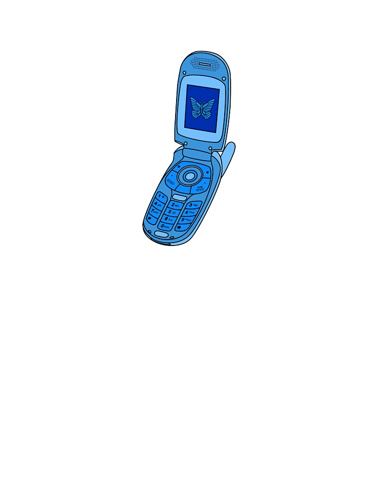 Y2k blue butterfly flip phone design by hanameda