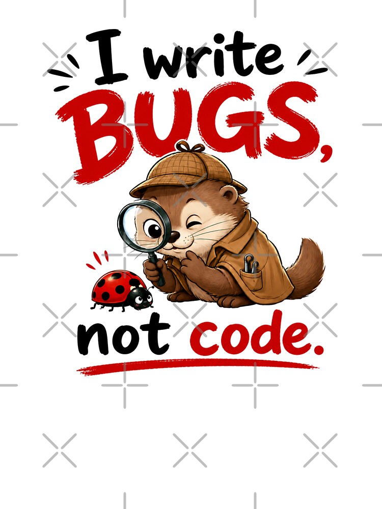 I Write Bugs, Not Code – Cute Otter Programmer Design by Itai Doshin