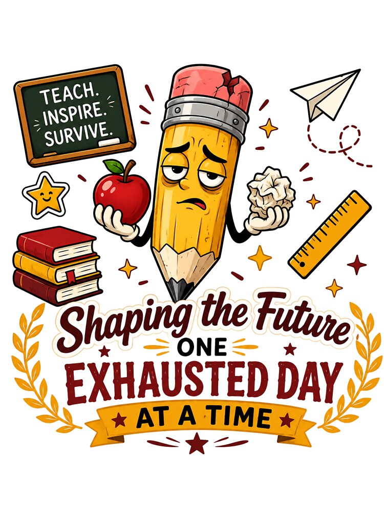 Shaping The Future One Exhausted Day At A Time Funny Teacher Humor by geekartiststore