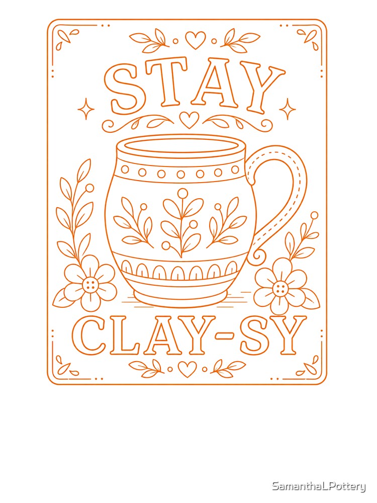 Stay Clay-sy Pottery Mug Orange by SamanthaLPottery