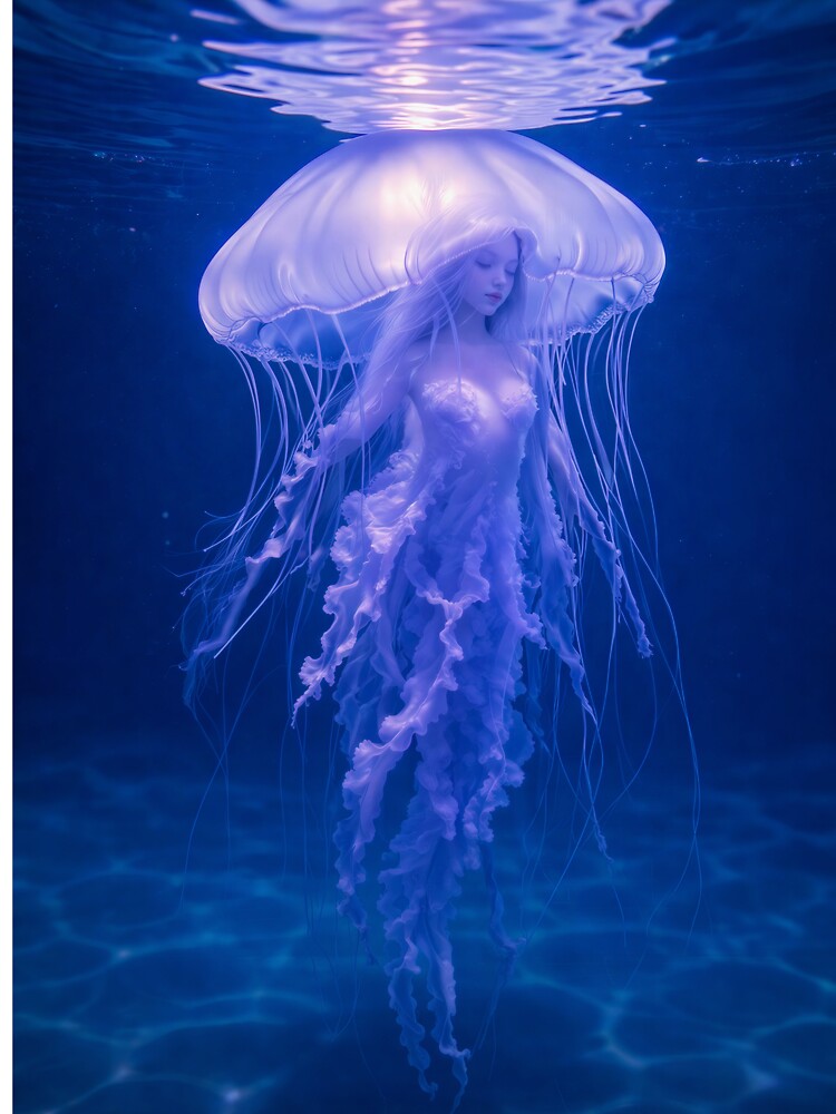 Bioluminescent Jellyfish Goddess – Ethereal Ocean Fantasy Art by Zee's Whimsical Wonders