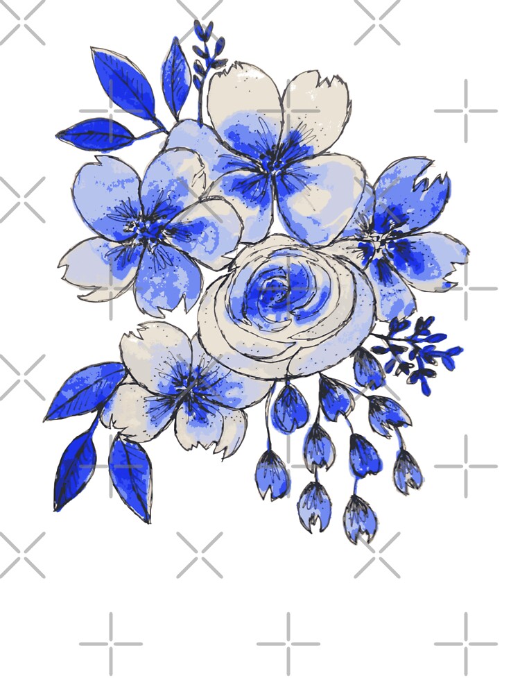 Blue and White Bouquet of Flowers by RosalieReeves