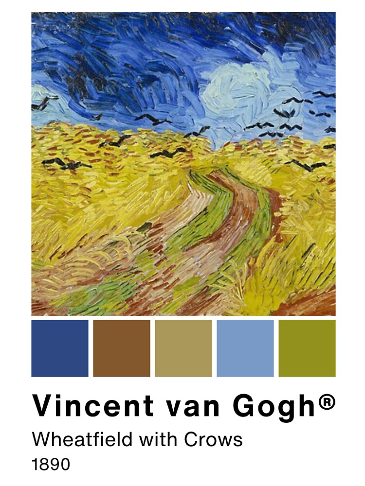 Van Gogh "Wheatfield with Crows" Pantone Color swatch, Art Paintings Art history by Lemon-y-Shark