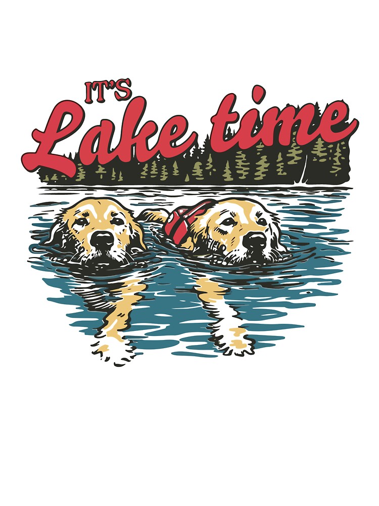 Its Lake Time Swimming Golden Retriever Retro Lake Life by mari-kayden