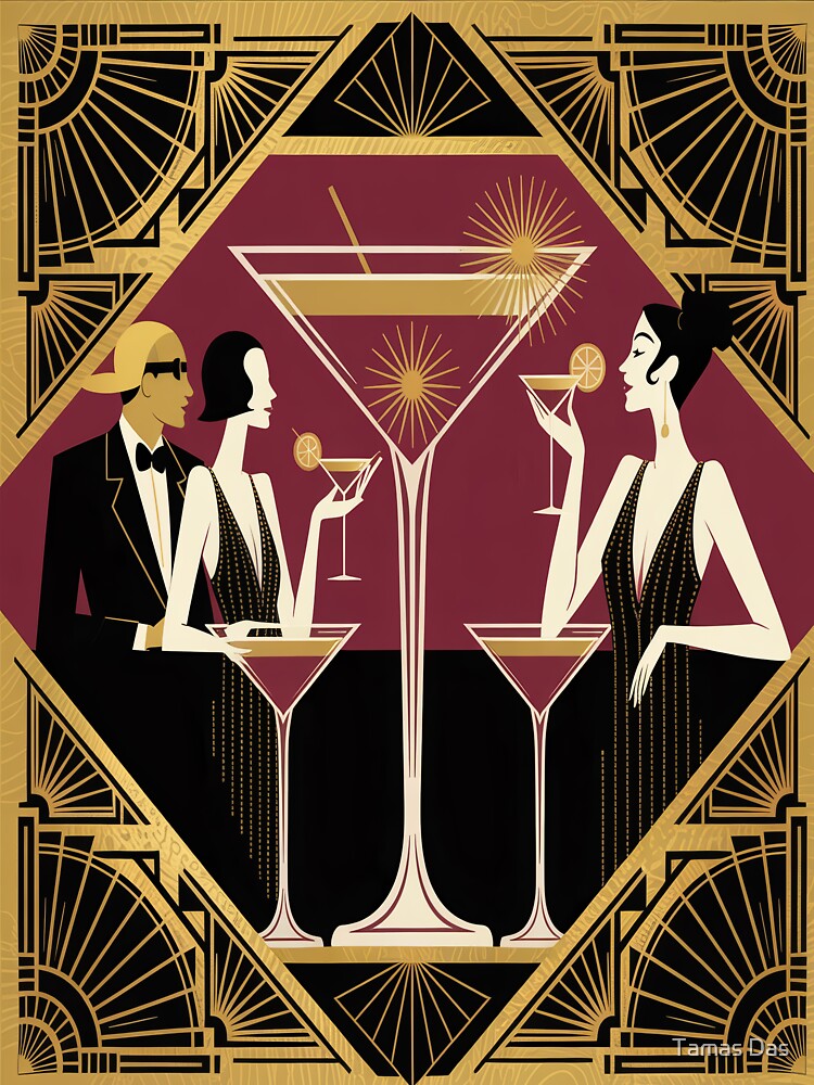 Art Deco Cocktail Lounge Illustration | Vintage 1920s Gatsby Retro Glam Design by Tamas Das