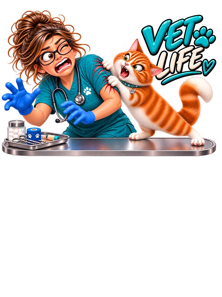 Vet Life – Funny Veterinarian & Angry Cat Design by HO•Designs