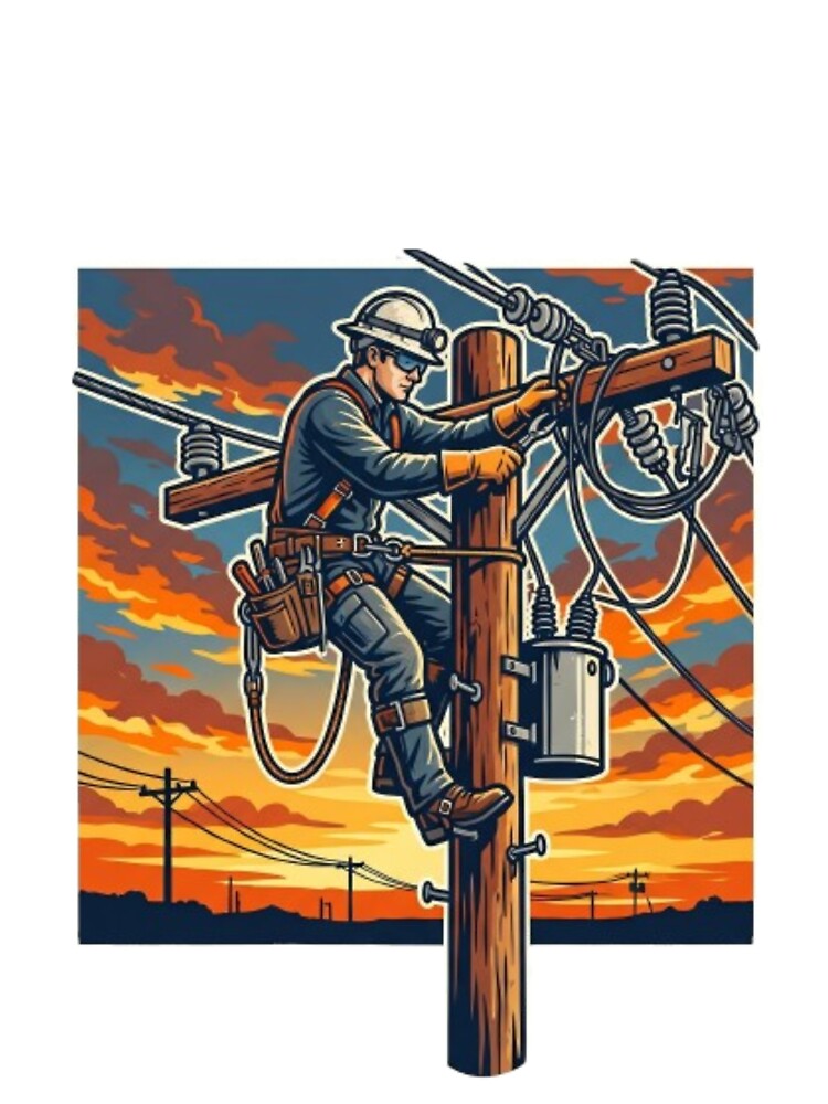 Keeping The Lights On Lineman Electrician by PixelStyle Studio