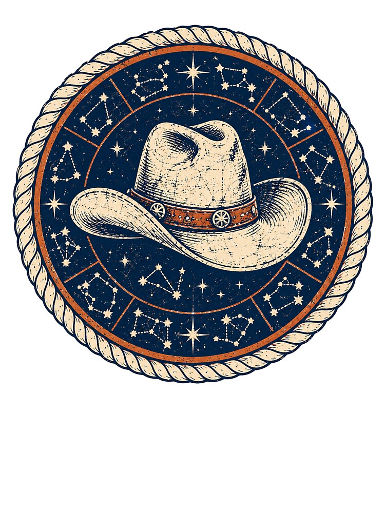Cowboy Hat & Zodiac Constellation Emblem by Piising