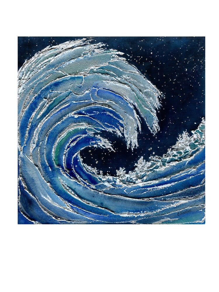 Midnight Surf Blue & Silver Wave 3D Ocean by Cass Harker Studio Unisex