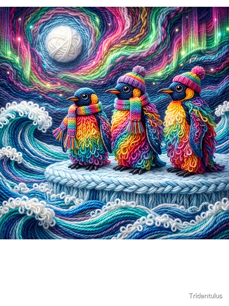 Yarn Penguins Keep Warm on Floating Ice by Tridentulus