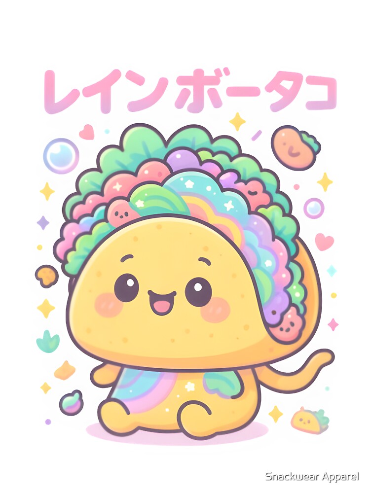 Pastel Rainbow Taco Kawaii Cute Food Aesthetic – Adorable Chibi Taco Illustration by Snackwear Apparel