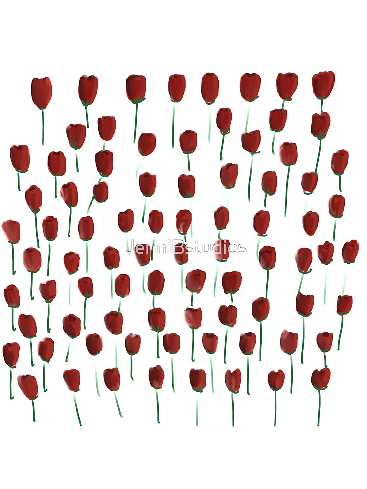 99 Red Tulips, Hand Drawn by JenniBstudios