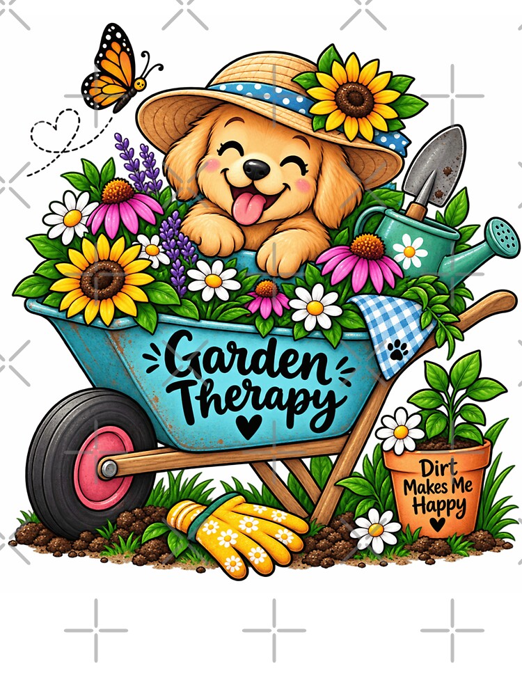 Garden Therapy – Cute Gardener Puppy by Julie Leisure Gardening
