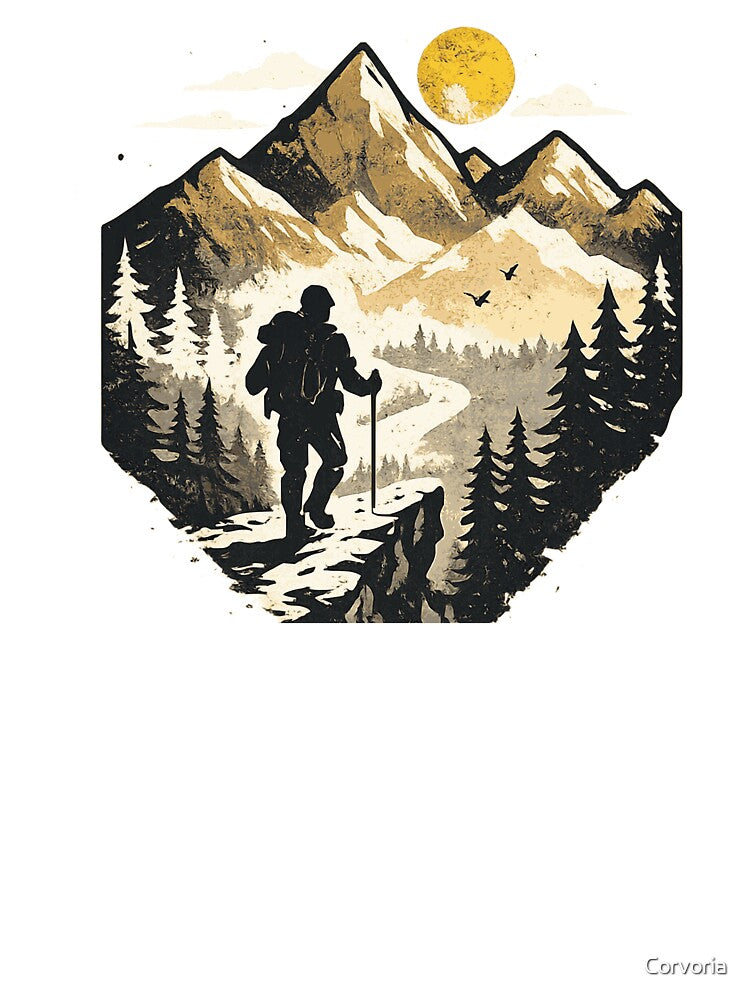Mountain Hiking Sunset Backpacker by Corvoria